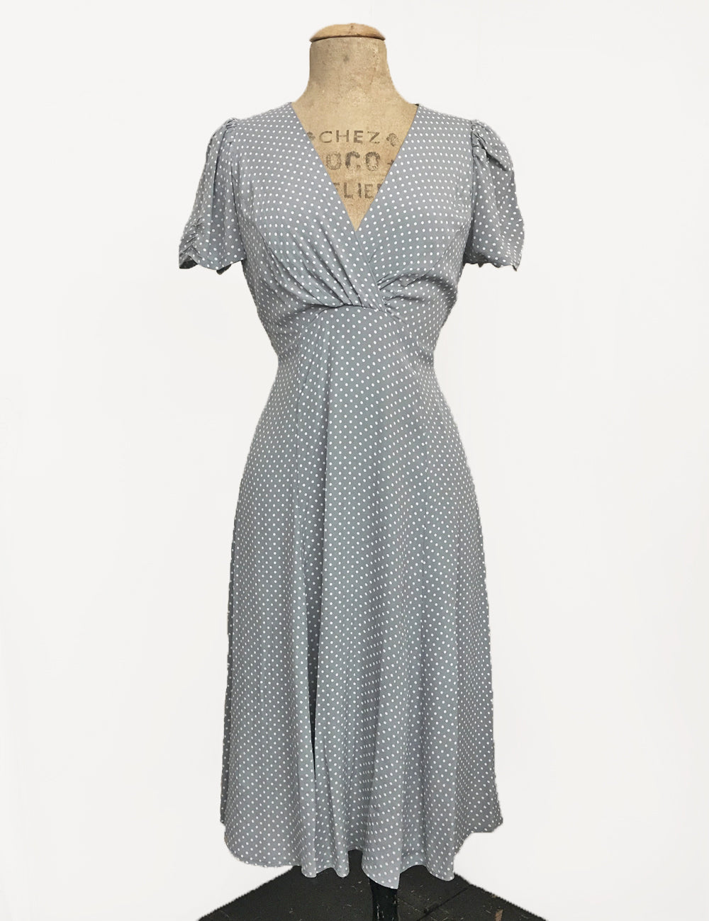 Celadon Green Polka Dot Knee Length Rita Dress
