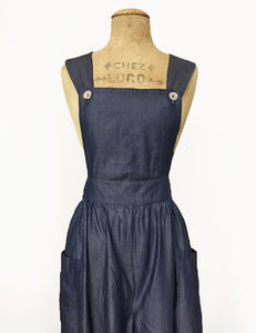Chambray Denim Blue Retro Rosie 1940s Style Bib Overalls