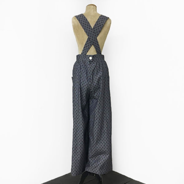 Fall Leaves Printed Chambray 1940s Style Rosie Bib Overalls - FINAL SALE