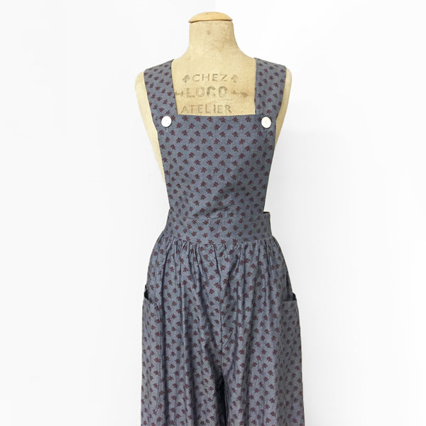 Fall Leaves Printed Chambray 1940s Style Rosie Bib Overalls - FINAL SALE