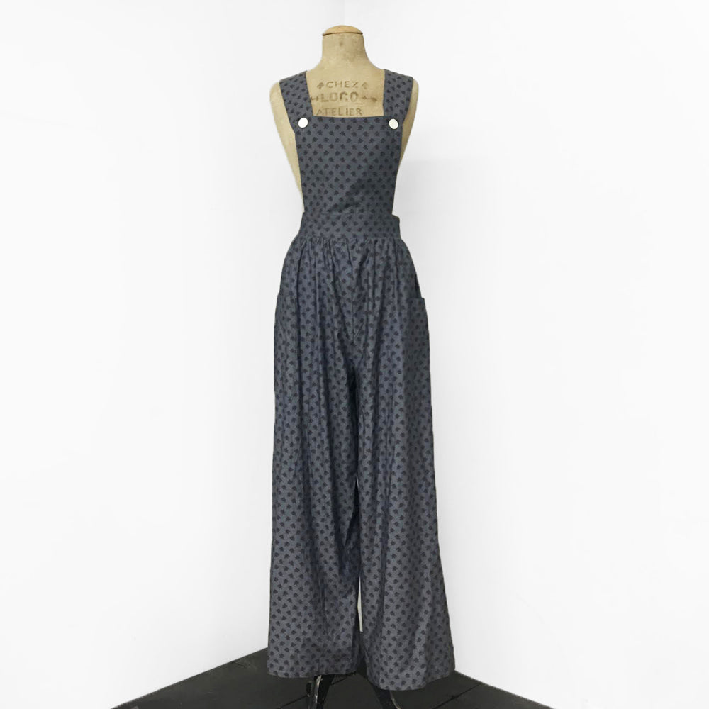 Fall Leaves Printed Chambray 1940s Style Rosie Bib Overalls - FINAL SALE
