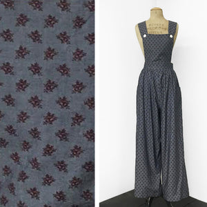 Fall Leaves Printed Chambray 1940s Style Rosie Bib Overalls - FINAL SALE
