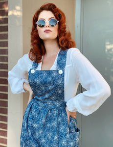 Floral Printed Chambray 1940s Style Rosie Bib Overalls