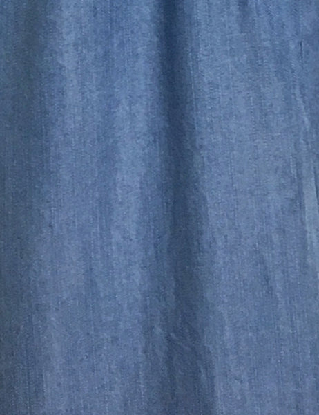 Soft Blue Chambray Wide Legged High Waisted Palazzo Pants