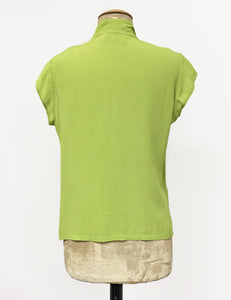 Chartreuse Green Vintage Inspired Mandarin Collar Tea Timer Top - FINAL SALE