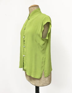 Chartreuse Green Vintage Inspired Mandarin Collar Tea Timer Top - FINAL SALE