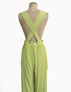 Chartreuse Green Pixie Dot Rosie 1940s Style Bib Overalls