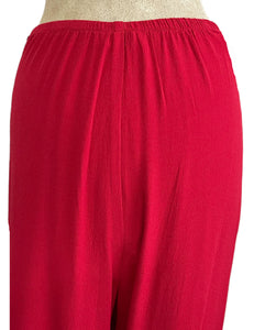 FINAL SALE - Cherry Red Heavy Crepe 1940s Style High Waisted Palazzo Pants