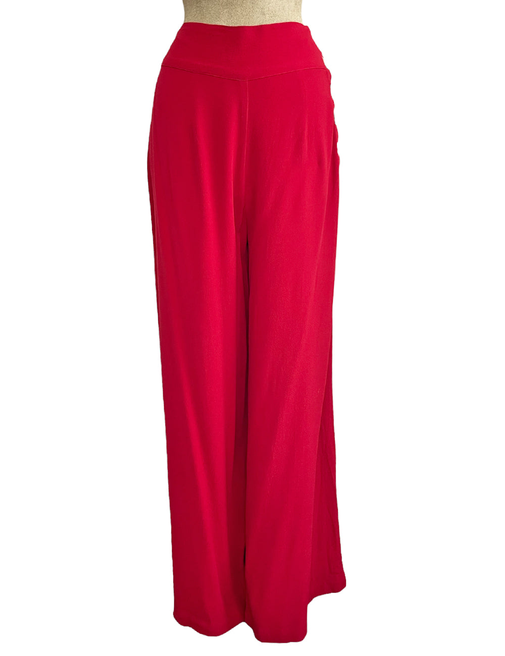 FINAL SALE - Cherry Red Heavy Crepe 1940s Style High Waisted Palazzo Pants