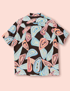 Chocolate Brown Mid-Century Geode Print Men's Sonny Shirt