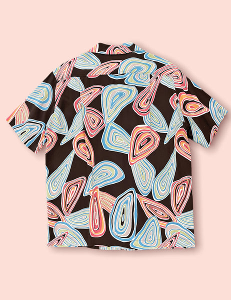 Chocolate Brown Mid-Century Geode Print Men's Sonny Shirt