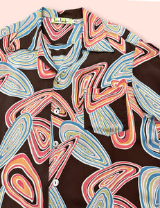 Chocolate Brown Mid-Century Geode Print Men's Sonny Shirt