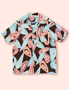 Chocolate Brown Mid-Century Geode Print Men's Sonny Shirt