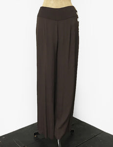 Solid Chocolate Brown 1940s Style High Waisted Palazzo Pants