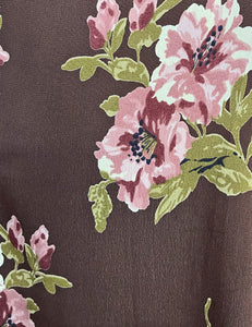 Chocolate Corsage Floral Vintage Inspired Biasa Wrap Dress