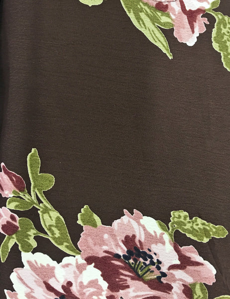 Chocolate Brown Corsage Floral Vintage Inspired Rita Dress
