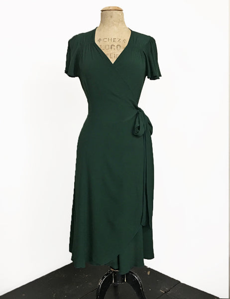 Christmas Green Vintage Inspired Biasa Sweetheart Wrap Dress