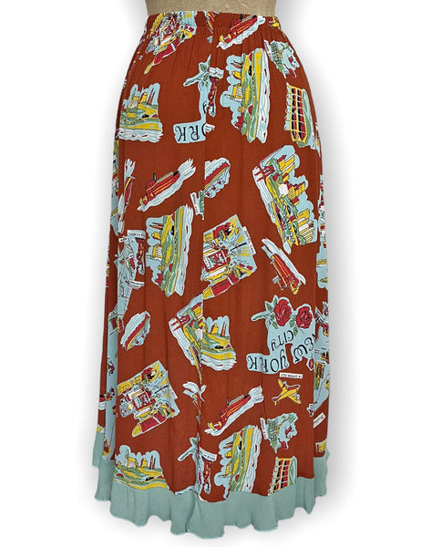 FINAL SALE - Cinnamon New York City Souvenir Print Faux Ruffle Wrap Barcelona Skirt