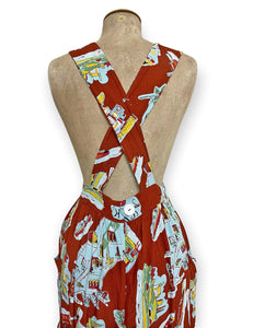 Cinnamon New York City Souvenir Print 1940s Rosie Bib Overalls