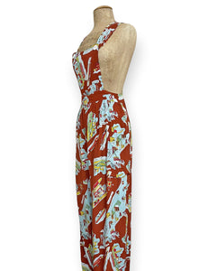 Cinnamon New York City Souvenir Print 1940s Rosie Bib Overalls