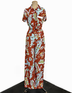 Cinnamon New York City Souvenir Print High Waisted Palazzo Pants