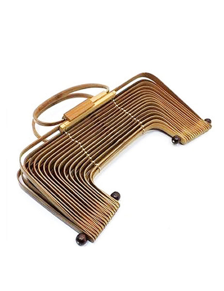 Vintage Style Dark Bamboo Collapsible Tiki Purse