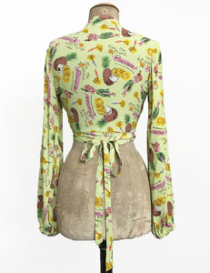 Cool Green Pineapple Princess Vintage Inspired Babaloo Wrap Top