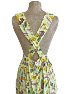 LIMITED RUN - Cool Green Pineapple Print 1940s Rosie Bib Overalls