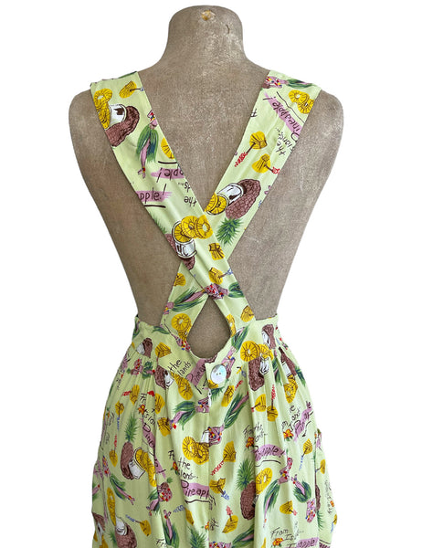 LIMITED RUN - Cool Green Pineapple Print 1940s Rosie Bib Overalls