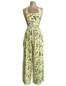 LIMITED RUN - Cool Green Pineapple Print 1940s Rosie Bib Overalls