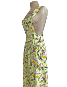 LIMITED RUN - Cool Green Pineapple Print 1940s Rosie Bib Overalls