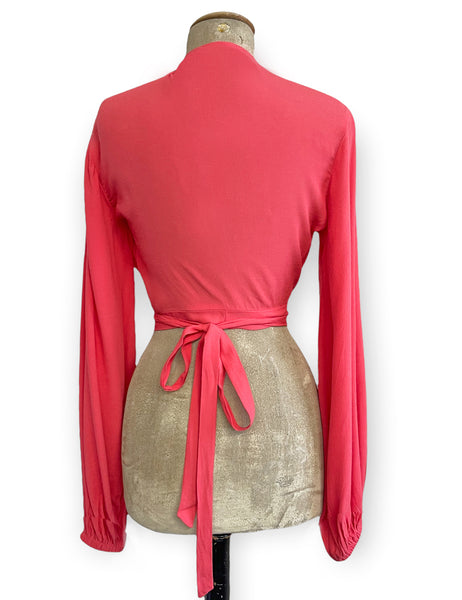 FINAL SALE - Coral Pink Vintage Style Babaloo Wrap Top