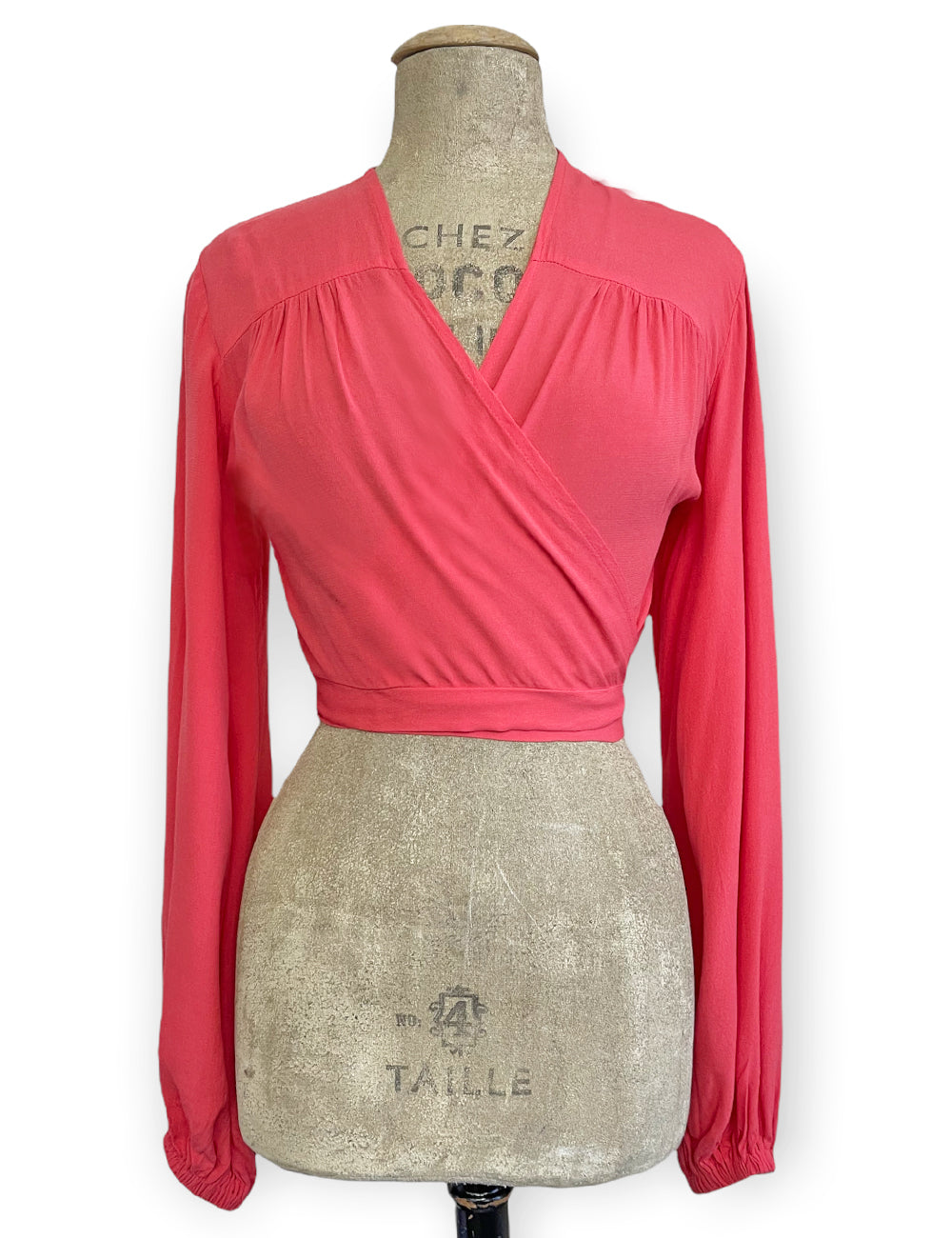 FINAL SALE - Coral Pink Vintage Style Babaloo Wrap Top