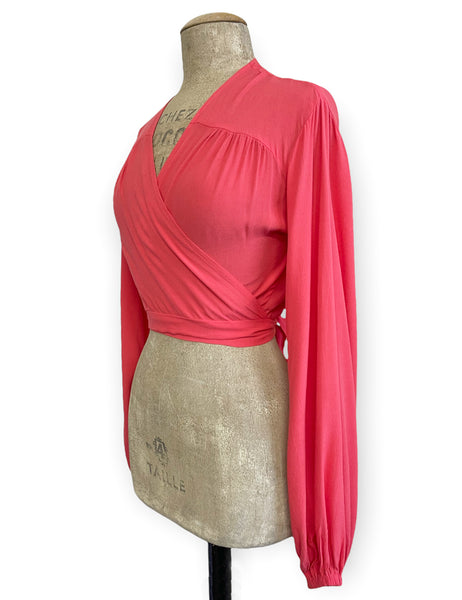 FINAL SALE - Coral Pink Vintage Style Babaloo Wrap Top