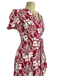 Cranberry Regency Floral Vintage Inspired Cascade Wrap Dress