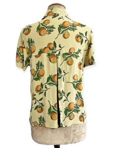 FINAL SALE - Orange Cream Print Button Up Boyfriend Camp Shirt