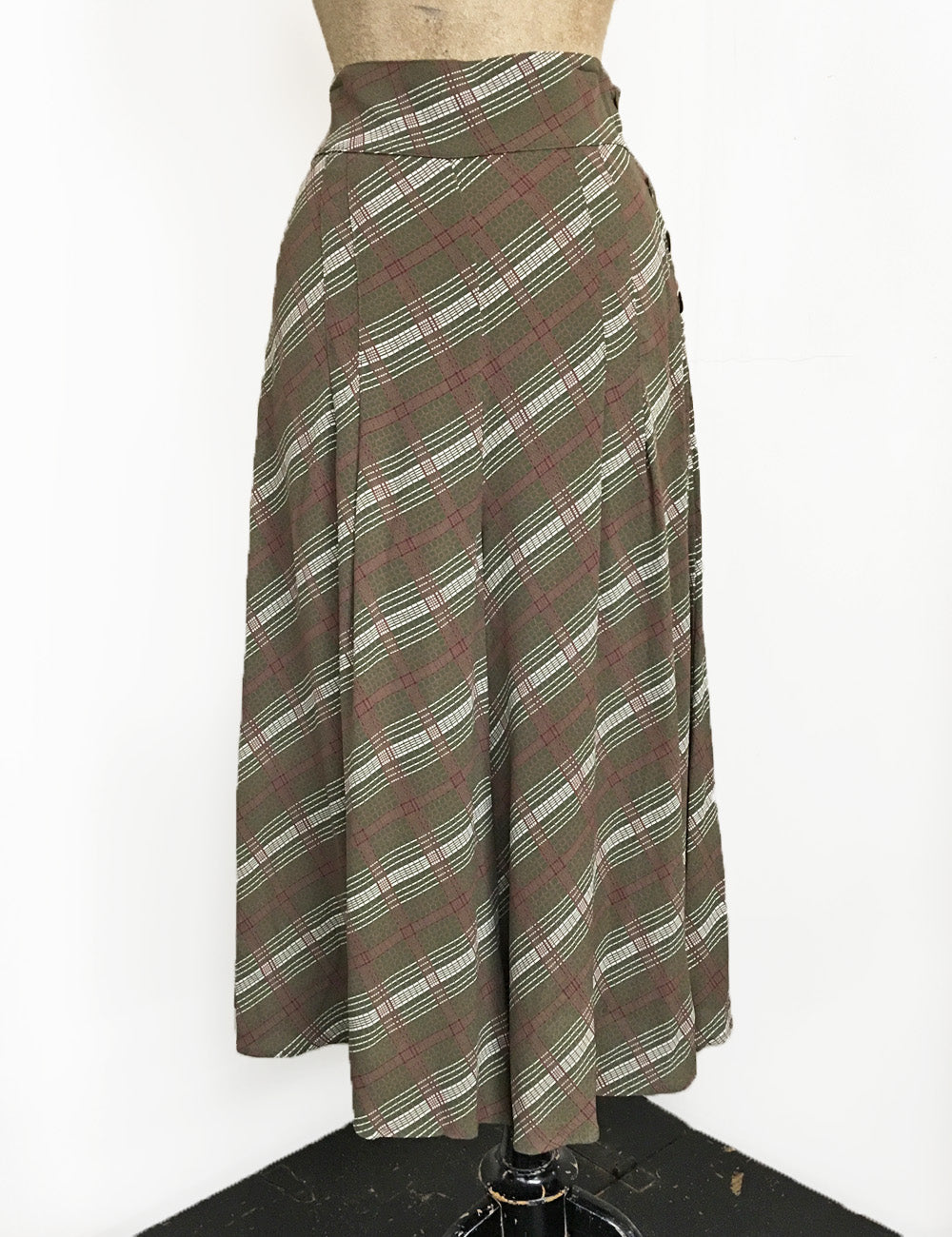 Dark Green Plaid High Waisted Wide Leg Culottes - FINAL SALE