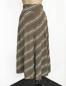 Dark Green Plaid High Waisted Wide Leg Culottes - FINAL SALE