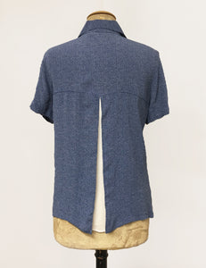 Denim Blue Pixie Polka Dot Short Sleeve Camp Shirt - FINAL SALE