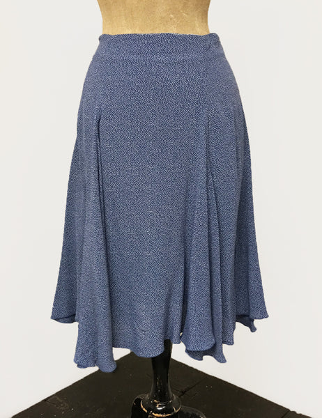 Denim Blue & White Polka Dot Venice Beach Balboa Circle Swing Skirt