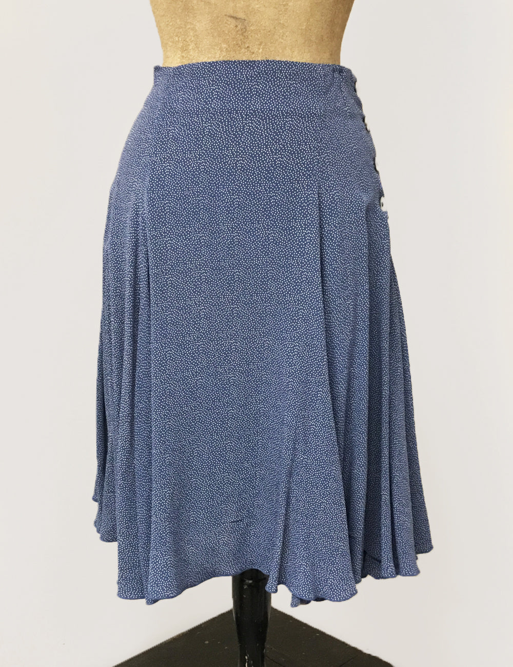 Denim Blue & White Polka Dot Venice Beach Balboa Circle Swing Skirt