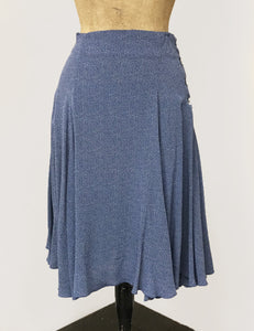 Denim Blue & White Polka Dot Venice Beach Balboa Circle Swing Skirt