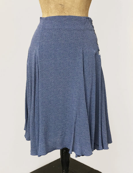 Denim Blue & White Polka Dot Venice Beach Balboa Circle Swing Skirt