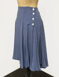 Denim Blue & White Polka Dot Venice Beach Balboa Circle Swing Skirt