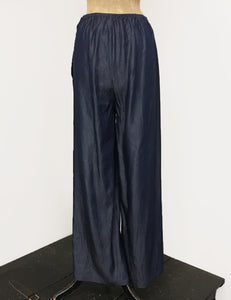 Chambray Denim Retro 1940s Style High Waisted Palazzo Pants - FINAL SALE