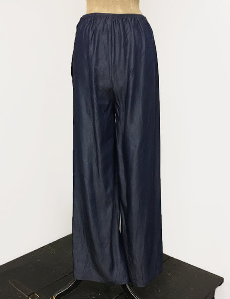 Chambray Denim Retro 1940s Style High Waisted Palazzo Pants - FINAL SALE