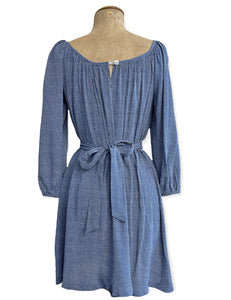 FINAL SALE - Denim Blue Pixie Dot Maria Belted Sundress