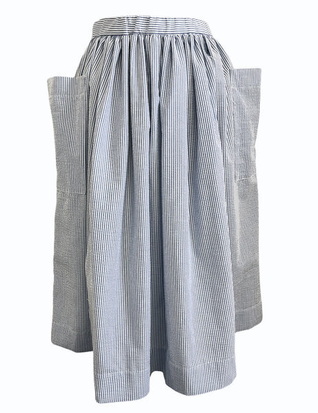 Scout for Loco Lindo Denim Blue Seersucker 1940s Petunia Skirt