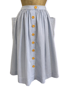 Scout for Loco Lindo Denim Blue Seersucker 1940s Petunia Skirt