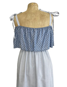 FINAL SALE - Scout Retro Seersucker & Swiss Dot Stroll Ruffled Prairie Dress